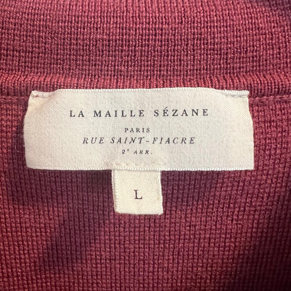 Sézane Betty 100% Wool Cardigan Sweater in Rosewood Size L - Picture 3 of 9